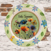 PLATE FLORAL PLASTIC ROUND DECOUPAGED Upcycled Repurposed Wall Art or Shelf Sitter HELLO SUMMER Green Red Blue Floral Home Decor Wall Art Gift WEDDING - JAMsCraftCloset