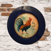 PLATE CHARGER NAVY BLUE PLASTIC ROUND DECOUPAGED Upcycled Repurposed Wall Art or Shelf Sitter RISE AND SHINE ROOSTER Decor Kitchen Decor Home Decor Wall Art Gift WEDDING - JAMsCraftCloset
