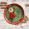 TRAY RED RED GREEN PLASTIC ROUND Decoupaged Hand Painted Upcycled Repurposed POINSETTIAS - TIDINGS OF JOY Home Decor Christmas Wall Art Shelf Sitter Gift - JAMsCraftCloset