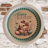 PLATE PLASTIC ROUND Decoupaged Hand Painted Upcycled Repurposed Wall Art EASTER CHICK BONNET AND EGGS - HAPPY EASTER Home Decor Spring Easter Wall Art Gift - JAMsCraftCloset