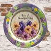 PLATE FLORAL PLASTIC ROUND DECOUPAGED Upcycled Repurposed Wall Art or Shelf Sitter HAVE A BEAUTIFUL DAY Green Background Home Decor Wall Art Gift WEDDING - JAMsCraftCloset