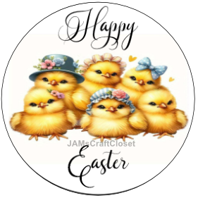 ROUND Digital Graphic Design EASTER CHICKS Sublimation PNG SVG Holiday Decoration Sign Farmhouse Country Home Decor Cabin KITCHEN Wall Art Gift Crafters Delight HAPPY CRAFTING {{ JAMsCraftCloset }}