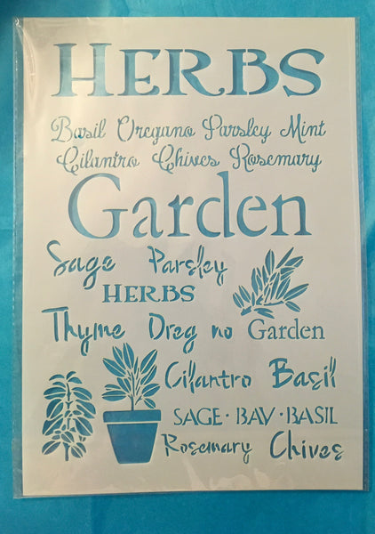 Plastic STENCIL - NEW - HERBS GARDEN - 8.25" x 11.75" Basil Mint Chives Sage Parsley - Reusable Stencil - Happy Crafting - JAMsCraftCloset&nbsp;