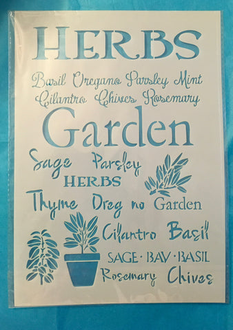 Plastic STENCIL - NEW - HERBS GARDEN - 8.25" x 11.75" Basil Mint Chives Sage Parsley - Reusable Stencil - Happy Crafting - JAMsCraftCloset&nbsp;