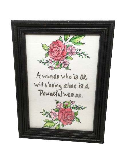 Pen and Ink Watercolor Framed Wall Art A WOMAN WHO IS OK WITH BEING ALONE Home Decor Gift Idea Handmade - JAMsCraftCloset