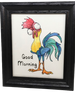 Pen and Ink Watercolor Framed Wall Art GOOD MORNING ROOSTER Home Decor Gift Idea Handmade - JAMsCraftCloset