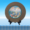 PLATE CHARGER LIGHT BROWN WOOD GRAIN PLASTIC ROUND DECOUPAGED Upcycled Repurposed Wall Art or Shelf Sitter HOPE ANCHORS THE SOUL Beach Coastal Home Decor Gift - JAMsCraftCloset