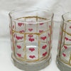 Glasses Rock Water Hand Painted Clear Glass Red Hearts Gold Trim Set of TWO Barware Drinkware Gift One of a Kind Unique Drinkware - JAMsCraftCloset