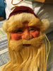 Santa Face 2 Long Straw Beard Flat Nose Vintage Paper Mache Primitive or Country Santa Wall Art Collectible - JAMsCraftCloset