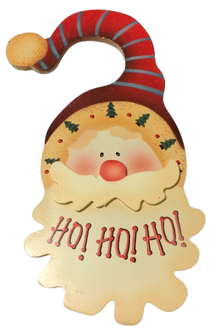 Santa Door Knob Hanger Ho Ho Ho Christmas Holiday Decor Gift Idea Discontinued - JAMsCraftCloset