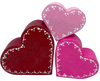 HEARTS SET 3 Chunky Wooden Hand Painted Handmade Sparkly Love Valentine's Day Decoration Home Decor Holiday Set of 3- JAMsCraftCloset