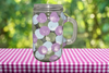 Mugs Mason Jar Hand Painted HAPPY DOTS Green Blue Lilac Summer Gift Idea Unique One of a Kind Drinkware Barware Kitchen Decor Country Cottage Chic - JAMsCraftCloset