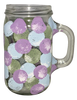 Mugs Mason Jar Hand Painted HAPPY DOTS Green Blue Lilac Summer Gift Idea Unique One of a Kind Drinkware Barware Kitchen Decor Country Cottage Chic - JAMsCraftCloset