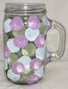 Mugs Mason Jar Hand Painted HAPPY DOTS Green Blue Lilac Summer Gift Idea Unique One of a Kind Drinkware Barware Kitchen Decor Country Cottage Chic - JAMsCraftCloset