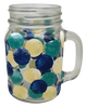 Mugs Mason Jar Hand Painted HAPPY DOTS Navy Teal Yellow Drinkware Barware Kitchen Decor Summer Gift Idea Unique One of a Kind {{ JAMsCraftCloset }}