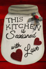 SEASONED WITH LOVE Wood Canning Jar Handmade Hand Painted Wall Art Kitchen Decor Gift Idea Unique One of a Kind - JAMsCraftCloset