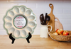 WHITE PLASTIC ROUND DEVILED EGG HOLDER Decoupaged Hand Painted IM HERE FOR THE DEVILED EGGS - Home KITCHEN Decor Shelf Sitter - JAMsCraftCloset