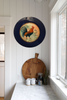 PLATE CHARGER NAVY BLUE PLASTIC ROUND DECOUPAGED Upcycled Repurposed Wall Art or Shelf Sitter RISE AND SHINE ROOSTER Decor Kitchen Decor Home Decor Wall Art Gift WEDDING - JAMsCraftCloset