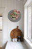 Galvanized Metal Round Charger Plate With Hanging Hook Decoupaged Farmhouse Country Wall Art Shelf Sitter WELCOME TO THE COOP Bathroom Decor Handmade Gift Idea - JAMsCraftCloset