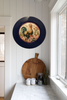 PLATE CHARGER NAVY BLUE PLASTIC ROUND DECOUPAGED Upcycled Repurposed Wall Art or Shelf Sitter HEN PINK ROSES Kitchen Decor Home Decor Wall Art Gift WEDDING - JAMsCraftCloset
