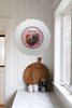 PLATE CHARGER WHITE PLASTIC ROUND Decoupaged Hand Painted Upcycled Repurposed Wall Art DATE NIGHT Home Decor Closet Wall Art Gift - JAMsCraftCloset