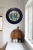 PLATE CHARGER NAVY BLUE PLASTIC ROUND DECOUPAGED Upcycled Repurposed Wall Art or Shelf Sitter EAT Kitchen Decor Home Decor Wall Art Gift WEDDING - JAMsCraftCloset