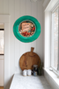 PLATE CHARGER TEAL AQUA PLASTIC ROUND DECOUPAGED Upcycled Repurposed Wall Art or Shelf Sitter WITH YOU I AM HOME Home Decor Wall Art Gift WEDDING - JAMsCraftCloset