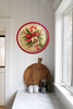 TRAY WHITE and RED METAL ROUND Decoupaged Hand Painted Upcycled Repurposed Wall Art CANDY CANE MERRY CHRISTMAS Home Decor Christmas Wall Art Gift - JAMsCraftCloset