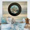 PLATE CHARGER BLACK PLASTIC ROUND DECOUPAGED Upcycled Repurposed Wall Art or Shelf Sitter BEJEWELED STARFISH Beach Coastal Home Decor Gift - JAMsCraftCloset