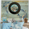 PLATE CHARGER BLACK PLASTIC ROUND DECOUPAGED Upcycled Repurposed Wall Art or Shelf Sitter BEJEWELED STARFISH Beach Coastal Home Decor Gift - JAMsCraftCloset