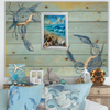 Framed Decoupage On Glass - Beach Coastal Theme - Shells Seagulls Waves - Wall Art Handmade Home Decor {{ JAMsCraftCloset }}