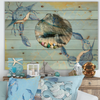 LARGE SCALLOP SEASHELL Aqua Teal LET THE SEA SET YOU FREE- BEACH COASTAL DECOR Wall Art Handmade Hand Painted DECOUPAGED Repurposed Upcycled Gift - JAMsCraftCloset