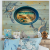 SMALL METAL AQUA OVAL CAKE PAN Beach Coastal Home Decor BOAT FENCE AQUA BLUE WHITE FLOWERS Wall Art Shelf Sitter DECOUPAGE Handmade Gift Idea {{ JAMsCraftCloset }}