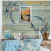 Framed Decoupage On Glass - Beach Coastal Theme - Orange Sunset Beach Grass - Wall Art Handmade Home Decor {{ JAMsCraftCloset }}