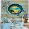 SMALL METAL AQUA OVAL CAKE PAN Beach Coastal Home Decor SEAGRASS SHELLS Wall Art Shelf Sitter DECOUPAGE Handmade Gift Idea {{ JAMsCraftCloset }}