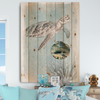 LARGE SCALLOP SEASHELL Aqua Teal LET THE SEA SET YOU FREE- BEACH COASTAL DECOR Wall Art Handmade Hand Painted DECOUPAGED Repurposed Upcycled Gift - JAMsCraftCloset