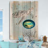 SMALL METAL AQUA OVAL CAKE PAN Beach Coastal Home Decor SEAGRASS SHELLS Wall Art Shelf Sitter DECOUPAGE Handmade Gift Idea {{ JAMsCraftCloset }}