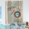 PLATE CHARGER LIGHT BROWN WOOD GRAIN PLASTIC ROUND DECOUPAGED Upcycled Repurposed Wall Art or Shelf Sitter KIND OF PEACE SALTWATER BRINGS Beach Coastal Home Decor Gift - JAMsCraftCloset
