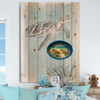 SMALL METAL AQUA OVAL CAKE PAN Beach Coastal Home Decor BOAT FENCE AQUA BLUE WHITE FLOWERS Wall Art Shelf Sitter DECOUPAGE Handmade Gift Idea {{ JAMsCraftCloset }}
