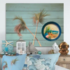 Metal Cake Pan Round Aqua Teal SEAGRASS AND SHELLS - BEACH COASTAL DECOR Wall Art Handmade Hand Painted DECOUPAGED Repurposed Upcycled Wedding Gift {{ JAMsCraftCloset }}
