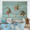 LARGE SCALLOP SEASHELL Aqua Teal LET THE SEA SET YOU FREE- BEACH COASTAL DECOR Wall Art Handmade Hand Painted DECOUPAGED Repurposed Upcycled Gift - JAMsCraftCloset