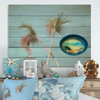 SMALL METAL AQUA OVAL CAKE PAN Beach Coastal Home Decor SEAGRASS SHELLS Wall Art Shelf Sitter DECOUPAGE Handmade Gift Idea {{ JAMsCraftCloset }}