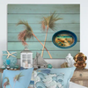 SMALL METAL AQUA OVAL CAKE PAN Beach Coastal Home Decor BOAT FENCE AQUA BLUE WHITE FLOWERS Wall Art Shelf Sitter DECOUPAGE Handmade Gift Idea {{ JAMsCraftCloset }}