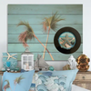 PLATE CHARGER BLACK PLASTIC ROUND DECOUPAGED Upcycled Repurposed Wall Art or Shelf Sitter BEJEWELED STARFISH Beach Coastal Home Decor Gift - JAMsCraftCloset