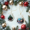SCALLOP SEASHELL CHRISTMAS ORNAMENT- Set 10 BEACH COASTAL DECOR - Handmade Hand Painted DECOUPAGED Repurposed Upcycled Gift SET OF 2 Ornaments - JAMsCraftCloset