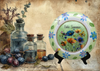 PLATE FLORAL PLASTIC ROUND DECOUPAGED Upcycled Repurposed Wall Art or Shelf Sitter HELLO SUMMER Green Red Blue Floral Home Decor Wall Art Gift WEDDING - JAMsCraftCloset