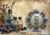 Round Glass Plate Reverse Decoupaged EASTER Holiday WISHES FOR A BRIGHT AND BLESSED EASTER Farmhouse Country Shelf Sitter Handmade Gift Idea &nbsp;- JAMsCraftCloset