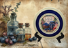 Glass PLATE Round THE BLUE THAT MAKES YOU FEEL BETTER - BLUEBERRIES Country Farmhouse Kitchen Shelf Sitter Handmade Decoupaged Repurposed Upcycled Birthday Gift Idea - JAMsCraftCloset