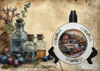 Glass PLATE Round WHITE FARM TRUCK -FARM PERFECT FARM Country Farmhouse Kitchen Shelf Sitter Handmade Decoupaged Repurposed Upcycled Birthday Gift Idea - JAMsCraftCloset