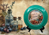 PLATE CHARGER TEAL AQUA PLASTIC ROUND DECOUPAGED Upcycled Repurposed Wall Art or Shelf Sitter WITH YOU I AM HOME Home Decor Wall Art Gift WEDDING - JAMsCraftCloset